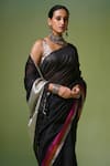 Dressfolk_Black Handloom Chanderi Handwoven Raaz Saree With Unstitched Blouse Piece _Online_at_Aza_Fashions