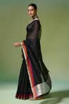 Buy_Dressfolk_Black Handloom Chanderi Handwoven Raaz Saree With Unstitched Blouse Piece _Online_at_Aza_Fashions