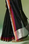 Dressfolk_Black Handloom Chanderi Handwoven Raaz Saree With Unstitched Blouse Piece _at_Aza_Fashions