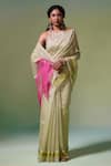 Dressfolk_Green Handloom Chanderi Handwoven Sabah Saree With Unstitched Blouse Piece _Online_at_Aza_Fashions