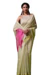 Buy_Dressfolk_Green Handloom Chanderi Handwoven Sabah Saree With Unstitched Blouse Piece _Online_at_Aza_Fashions