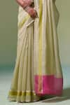 Buy_Dressfolk_Green Handloom Chanderi Handwoven Sabah Saree With Unstitched Blouse Piece 