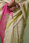 Shop_Dressfolk_Green Handloom Chanderi Handwoven Sabah Saree With Unstitched Blouse Piece 