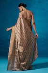 Shop_Dressfolk_Silver Handloom Tissue Handwoven Shabeena Saree With Unstitched Blouse Piece _at_Aza_Fashions