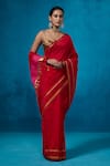 Buy_Dressfolk_Red Handloom Chanderi Handwoven Surkh Saree With Unstitched Blouse Piece _at_Aza_Fashions