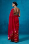 Shop_Dressfolk_Red Handloom Chanderi Handwoven Surkh Saree With Unstitched Blouse Piece _at_Aza_Fashions