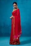 Dressfolk_Red Handloom Chanderi Handwoven Surkh Saree With Unstitched Blouse Piece _Online_at_Aza_Fashions