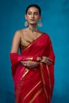 Shop_Dressfolk_Red Handloom Chanderi Handwoven Surkh Saree With Unstitched Blouse Piece _Online_at_Aza_Fashions