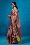 Dressfolk_Maroon Handloom Tissue Handwoven Yagana Saree With Unstitched Blouse Piece _Online_at_Aza_Fashions