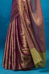 Dressfolk_Maroon Handloom Tissue Handwoven Yagana Saree With Unstitched Blouse Piece _at_Aza_Fashions