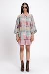 Buy_Doh Tak Keh_Pink Soft Cotton Plain Anar Pleated Mini Skirt _at_Aza_Fashions