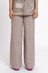 DOH TAK KEH_Brown Soft Cotton Plaid Passa Trouser _Online_at_Aza_Fashions