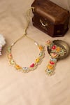 Buy_BAUBLE BAZAAR_Multi Color Thread Orchid Semi Circular Motif Embroidered Necklace Set _at_Aza_Fashions