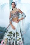 Shop_Label Ankush Jain_Blue Lehenga Indian Raw Silk Embroidery Zari Sweetheart Jungle Bridal Set _Online_at_Aza_Fashions