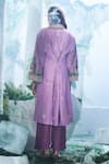 Shop_Label Ankush Jain_Purple Trench Coat Pure Raw Silk Embroidery Fountain And Flared Pant Set _at_Aza_Fashions