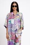 Buy_DOH TAK KEH_Blue Bemberg Twill Satin Print Indian Mint Collared Pan Masala Bowling Shirt _at_Aza_Fashions