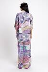 Shop_DOH TAK KEH_Blue Bemberg Twill Satin Print Indian Mint Collared Pan Masala Bowling Shirt _at_Aza_Fashions