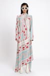 Buy_DOH TAK KEH_Red Bemberg Twill Satin Print Mumbai Junction Local Evening Dress _at_Aza_Fashions