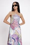 Buy_DOH TAK KEH_Blue Bemberg Twill Satin Print Mint Halter Neck Pan Masala Slip Dress _Online_at_Aza_Fashions