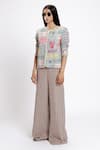 Buy_DOH TAK KEH_Grey Rayon Flex 130 Gsm Print Bantai Round Tweed Jacket _Online_at_Aza_Fashions