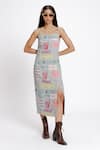 Buy_DOH TAK KEH_Grey Rayon Flex 130 Gsm Print Bantai Square Bodycon Dress _at_Aza_Fashions