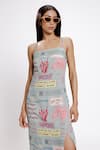 Buy_DOH TAK KEH_Grey Rayon Flex 130 Gsm Print Bantai Square Bodycon Dress _Online_at_Aza_Fashions