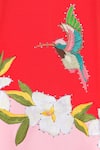 Rang by Lespetits_Red Banana Crepe Embroidery Thread Humming Bird Placement Dress _Online_at_Aza_Fashions