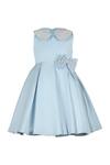 Buy_Rang by Lespetits_Blue Satin Embellished Pearl Collar Gala Dress _at_Aza_Fashions