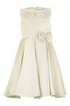 Buy_Rang by Lespetits_Off White Satin Embellished Pearl Gala Dress _at_Aza_Fashions