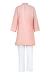 Buy_STELLA ROSSA BY LES PETITS_Pink Kurta Silk Satin Embroidery Sequin Stripe Set _at_Aza_Fashions