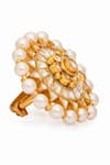 Shop_Anita Dongre_Gold Plated Zircon And Fresh Water Pearls Afina Embellished Ring _at_Aza_Fashions