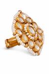 Shop_Anita Dongre_Gold Plated Zircon And Fresh Water Pearls Azmee Ring _at_Aza_Fashions