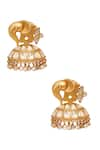 Buy_Anita Dongre_Gold Plated Zirconia The Haathi Carved Jhumkas _at_Aza_Fashions