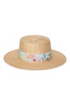 Buy_Payal Singhal_Beige Print Floral Bow Poppy Boater Hat _Online_at_Aza_Fashions