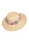 Shop_Payal Singhal_Beige Embroidery Carnation Wide Brim Boater Hat _Online_at_Aza_Fashions