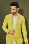 Chatenya Mittal_Yellow Wool Blend Solid Double Breasted Blazer _at_Aza_Fashions