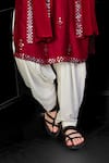 Shop_Chatenya Mittal_Red Silk Blend Embroidery Mirror Fleur Kurta Salwar Set _Online_at_Aza_Fashions