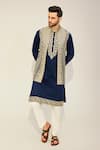 Shop_Chatenya Mittal_Blue Silk Blend Embroidery Bahar Shamiyana Bundi Kurta Set _Online_at_Aza_Fashions