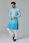 Buy_Chatenya Mittal_Blue Silk Blend Embroidery Mirror Sheesh Ombre Kurta _at_Aza_Fashions