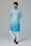 Buy_Chatenya Mittal_Blue Silk Blend Embroidery Mirror Sheesh Ombre Kurta _Online_at_Aza_Fashions