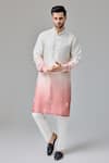 Buy_Chatenya Mittal_White Silk Blend Embroidery Dori And Mirror Flora Kurta _at_Aza_Fashions