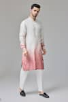 Buy_Chatenya Mittal_White Silk Blend Embroidery Dori And Mirror Flora Kurta _Online_at_Aza_Fashions