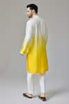 Shop_Chatenya Mittal_Yellow Silk Blend Embroidery Dori And Mirror Floret Ombre Kurta _at_Aza_Fashions