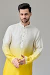 Buy_Chatenya Mittal_Yellow Silk Blend Embroidery Dori And Mirror Floret Ombre Kurta _Online_at_Aza_Fashions