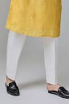 Chatenya Mittal_Yellow Cotton Silk Embroidery Mirror Quad Kurta _Online_at_Aza_Fashions