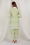 Shop_Label Muslin_Green Cotton Lace V-neck Avocado Embroidered Kurta With Pant _at_Aza_Fashions