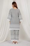 Shop_Label Muslin_Grey Cotton Embroidered Thread Tie Up Kurta Set _at_Aza_Fashions