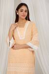 Buy_Label Muslin_Orange Cotton Embroidery Asymmetric Papaya Kurta With Pant 