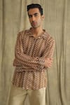 Label Muslin_Brown Crochet Knitted Shirt _at_Aza_Fashions