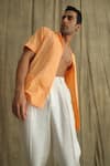 Shop_Label Muslin_Orange Cotton Shadow Work Shirt _Online_at_Aza_Fashions